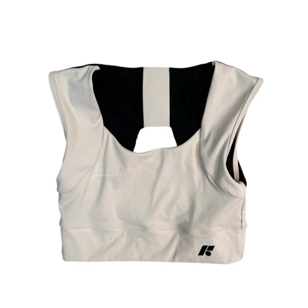 Forme Power Bra Posture Back Support Sports Bra Keyhole Ecru Black Large